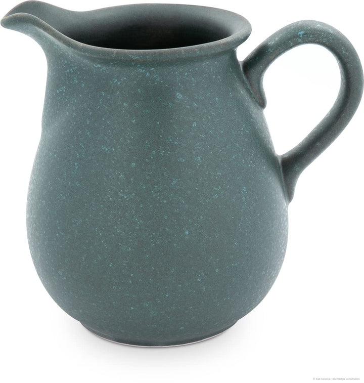 Bunzlauer Keramik grosser bauchiger Krug 2 Liter Ø21,0cm, H=19,5cm, Dekor ZIELON