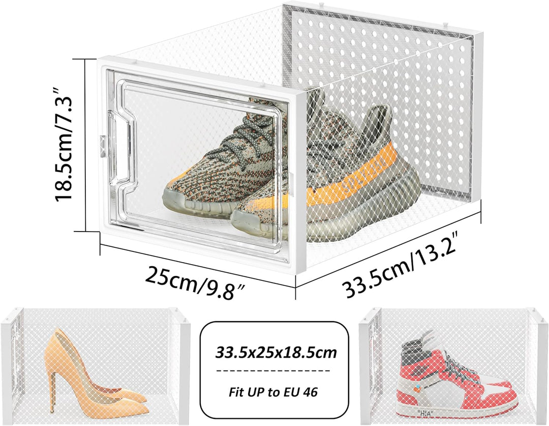 HOMIDEC Schuhboxen, 12er Pack Schuhboxen Stapelbar, Schuhorganizer Schuhaufbewahrung, Schuhkarton mi