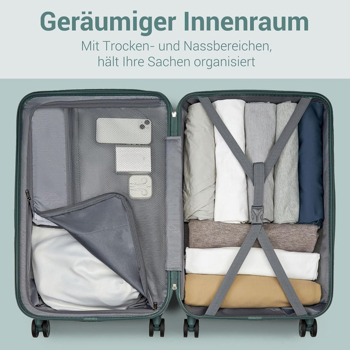 KONO Kofferset 3 Teilig Hartschale Leicht ABS+PC Koffer Handgepäck/Mittelgross/Gross Reisekofferset