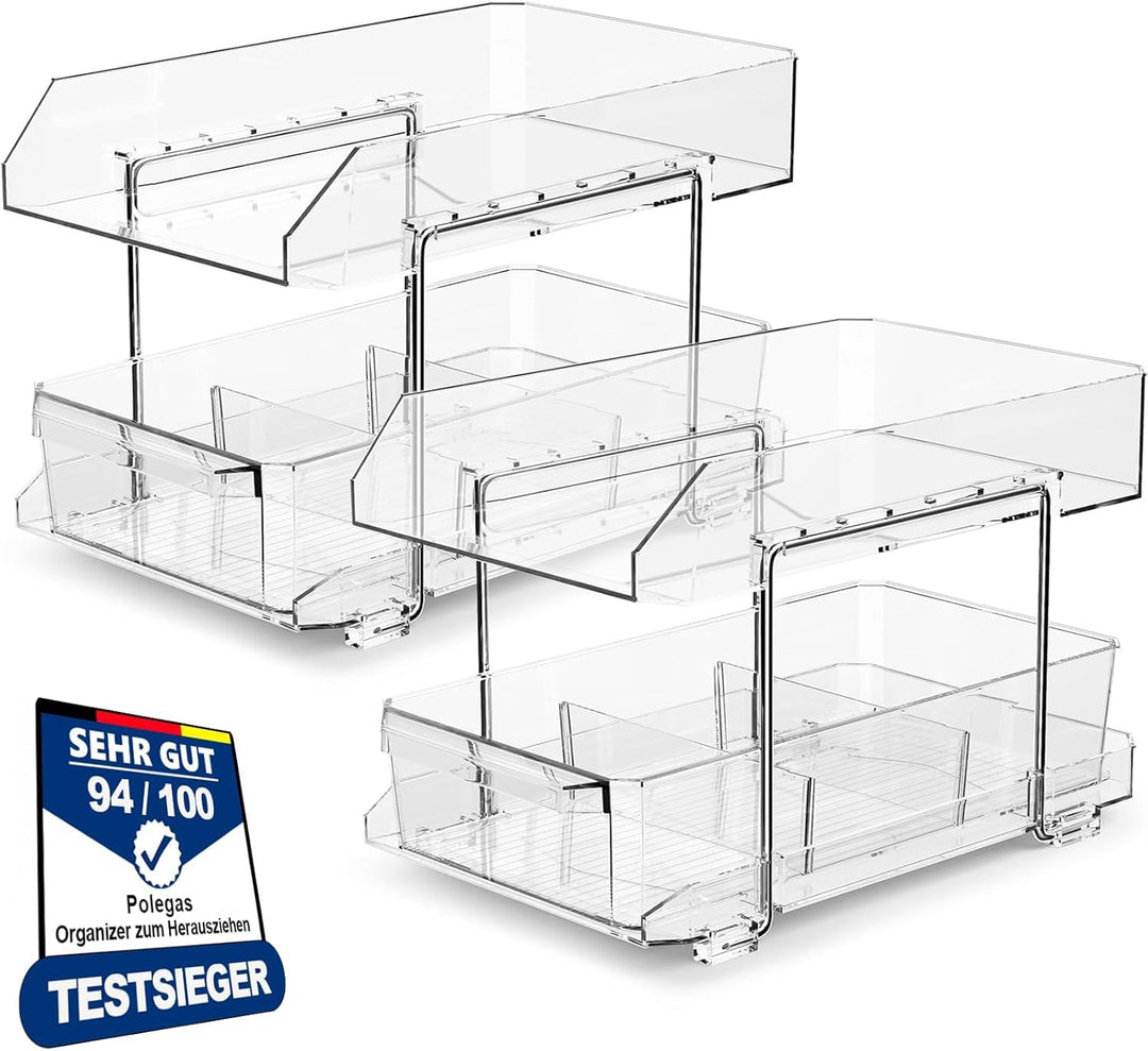 Polegas 2 Stück Küche Organizer Küchenschrank Kühlschrank Unterschrank Organizer, Multifunktionale A
