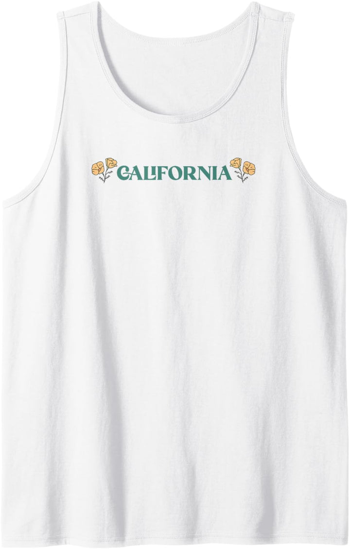Trendy California Landmarks Icon Map & Text Front & Back Tank Top