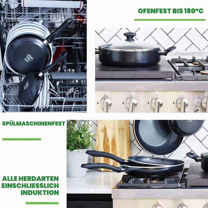 GreenChef Diamond Healthy Ceramic Non-Stick 28 cm/ 4.3 Litre Sauté Pan with Lid and 2 Side Handles,