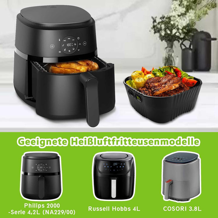 20CM Airfryer Silikonform Zubehör für Philips 2000 Series 4,2L (NA229/00), Russell Hobbs L 4L, COSOR