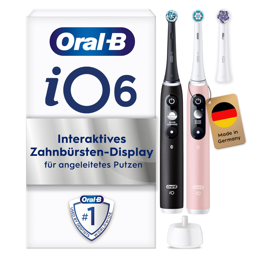 Oral-B iO Series 6 Elektrische Zahnbürste/Electric Toothbrush, Doppelpack & 3 Aufsteckbürsten, 5 Put