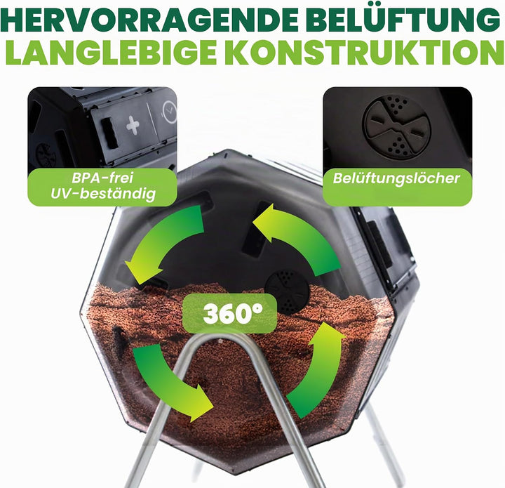 FCMP Outdoor IM4000 Doppelkammer-Komposter, kanadisch hergestellt, 100% recyceltes Harz, drehbarer K