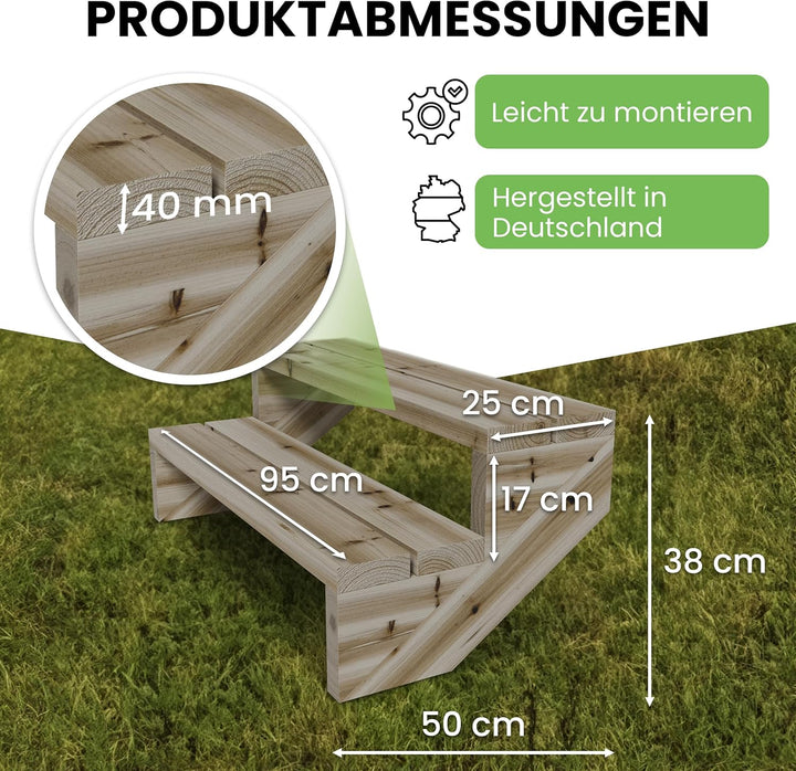 Gartenwelt Riegelsberger Terrassentreppe Breite 95 cm Treppe mit 2 Stufen Geschosshöhe 38 cm Massivh