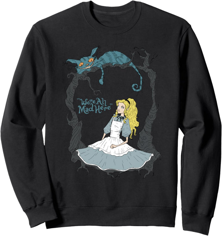 Alice In Wonderland Cheshire Grinning Cat We're All Mad Here Sweatshirt