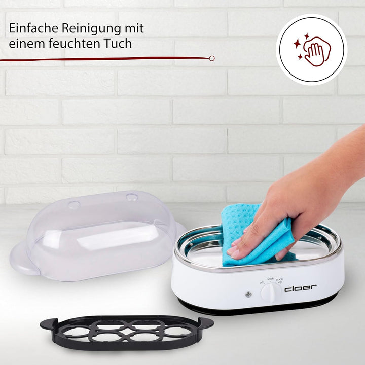 Cloer 6081 Eierkocher mit akustischer Fertigmeldung, Kunststoff, weiss