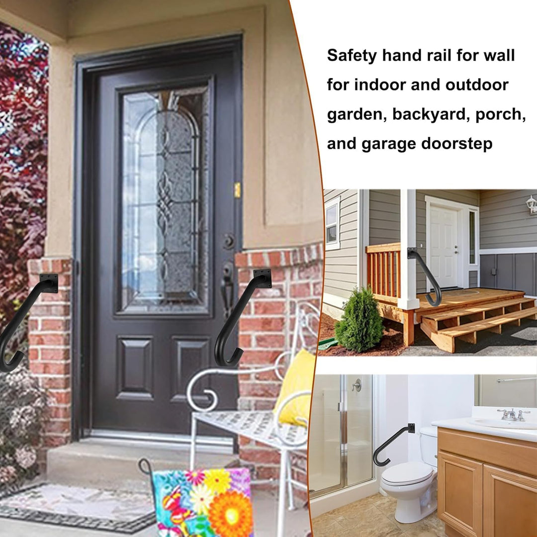 VANROUG 2 Stück Schwarze Übergangshandläufe Handläufe für Outdoor-Stufen, Fit 1 oder 2 Stufen Outdoo