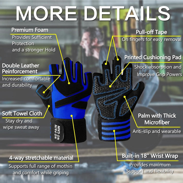 FINGER TEN Fitness Handschuhe Handgelenkschutz Trainingshandschuhe Herren Kraftsport Fitnesshandschu