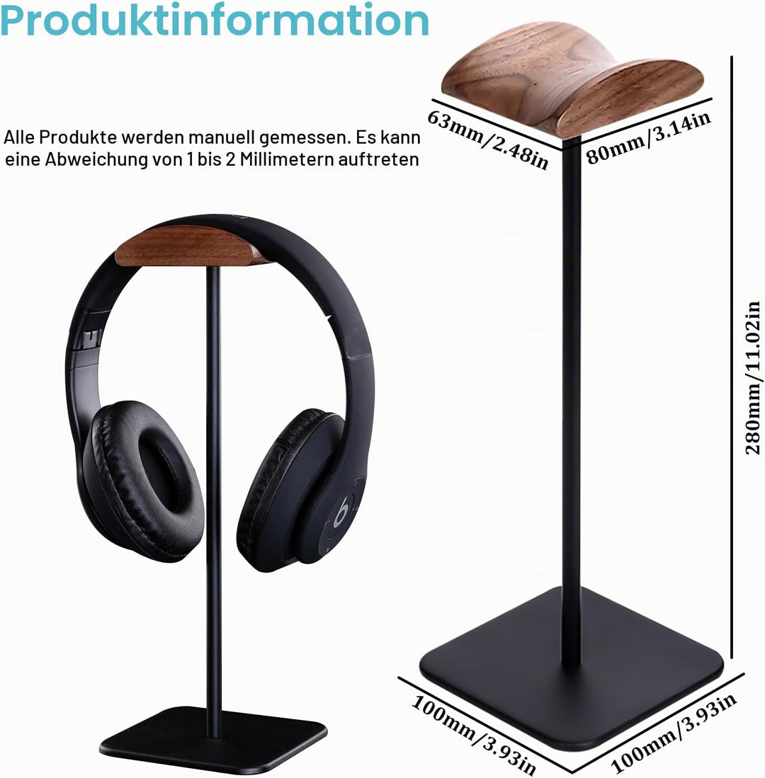 Vegena Kopfhörer Ständer,Walnussholz &amp; Aluminium Headset-Ständer,Gaming Kopfhörer Halter Mit Schwer,