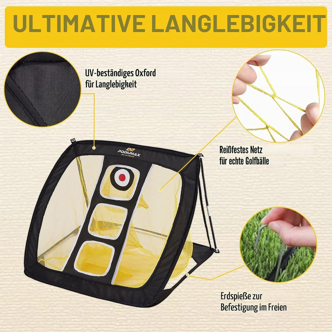PodiuMax Golf Netz, 3x2.1M / 60x50x64CM Einfach Aufzubauendes Golfnetz Übungsnetz für Outdoor Indoor
