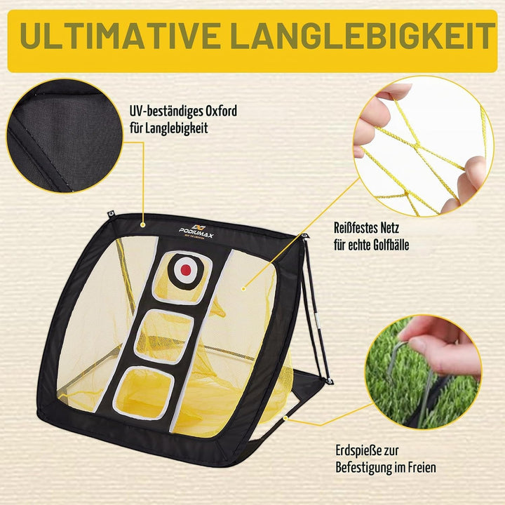 PodiuMax Golf Netz, 3x2.1M / 60x50x64CM Einfach Aufzubauendes Golfnetz Übungsnetz für Outdoor Indoor