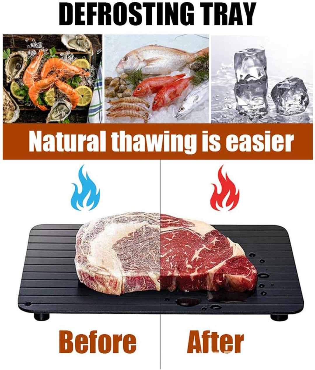 Fleischtau -Teller - Schnelle Abtauflächen, Tragbares Freeze -Board | Sichere Ungiftige Lebensmittel