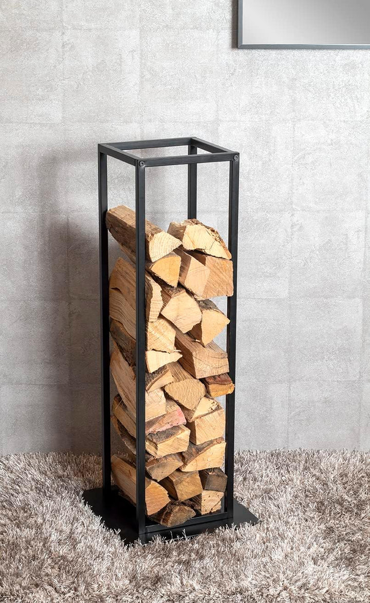 HAKU Kaminholzständer schwarz, Metall - Masse: B 33 cm x H 85 cm x T 33 cm, Style: Modern 33 x 33 x