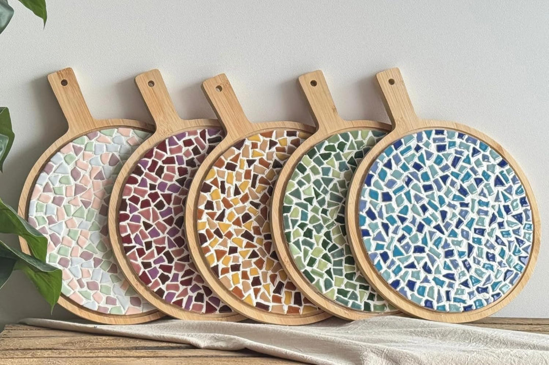Little Creations mosaik Servierbrett Rund | DIY Bastelset Erwachsene | Gestalte deine eigene Servier