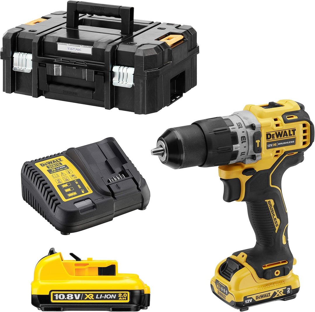DEWALT 12V 2-Gang Akku-Schlagbohrschrauber DCD706D2 (2.0Ah, bürstenlos, mit Vollmetallgetriebe & 15-