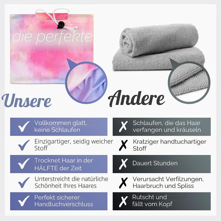 Mikrofaser-Handtuch für Frauen – Geschenk und Reisen – glatt wie Seide – lockiges, gewelltes, glatte