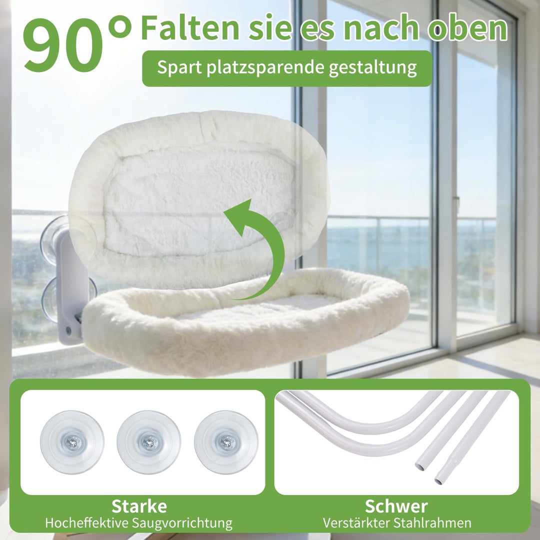 Katzen Fensterliege Hängematte mit Tierhaarentferner Handschuh, Katzen Hängematte mit Abnehmbarem 4-