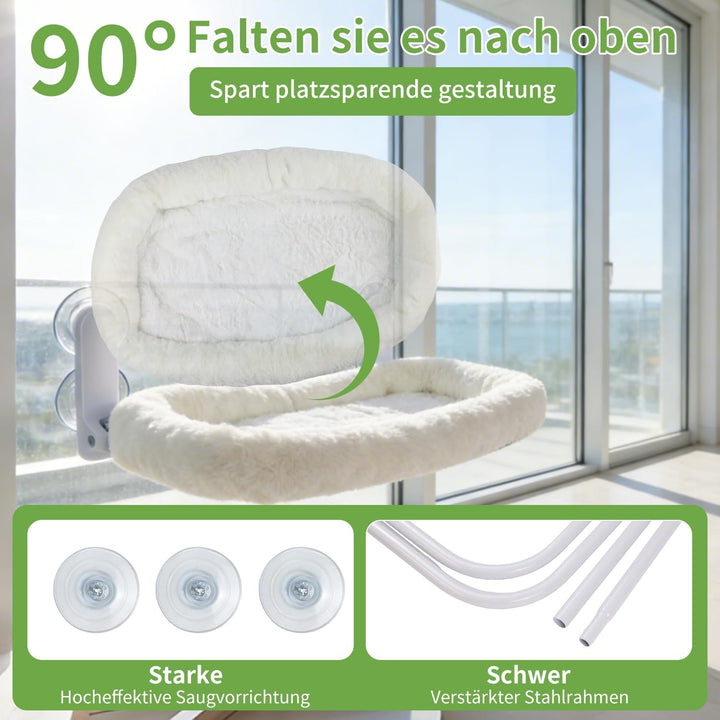 Katzen Fensterliege Hängematte mit Tierhaarentferner Handschuh, Katzen Hängematte mit Abnehmbarem 4-