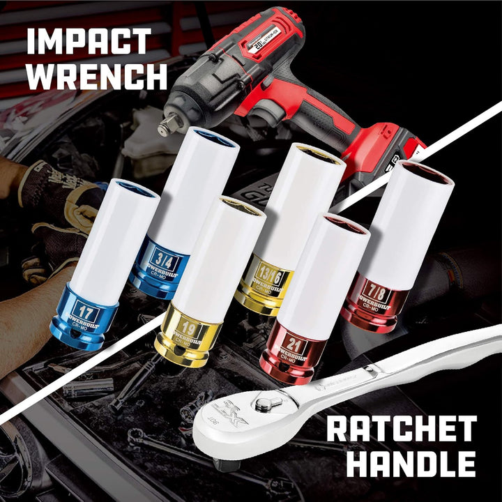 Powerbuilt 2 Stück SAE Impact Radmutter-Stecknuss, 3/4 Zoll und 13/16 Zoll, Nicht beschädigende und