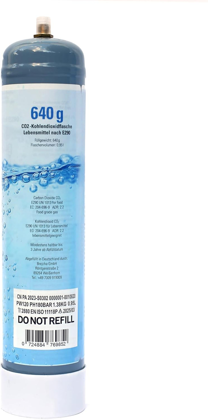 Kohlensäure 2X 640g Einwegflaschen mit Anschluss M11x1 für CO2 Wassersprudler