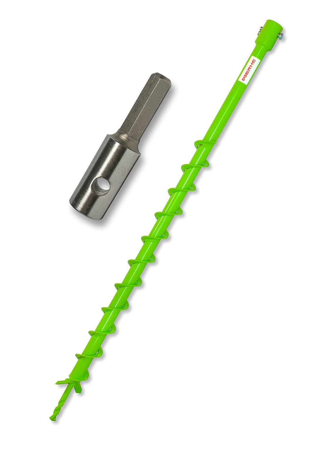 WERHE® Profi Bohrer VollStahl, Erdbohrer für bohrmaschine 40 mm extrem robust mit Hex Adapter - Pfah