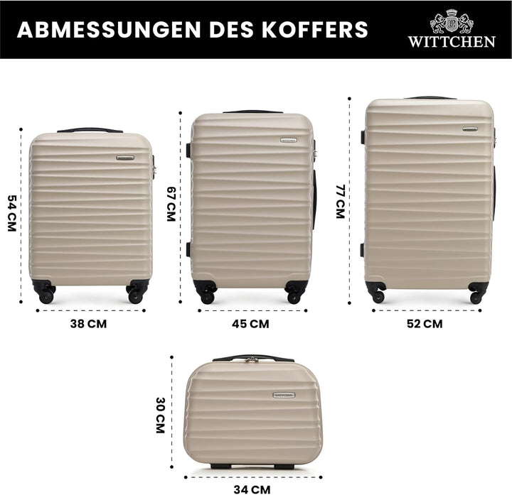 WITTCHEN Reisekoffer 4er Koffer-Set Rollkoffer Trolley Handgepäck Hartschale aus ABS mit 4 Spinner-R