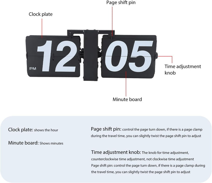 Tonysa Flip Clock Digital, Flip-Schreibtisch-Regaluhr Im Retro-Stil, Mechanische Digitalanzeige, Bat