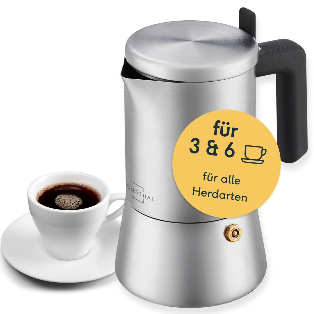 SILBERTHAL Espressokocher Edelstahl 200 ml - 4 Tassen - Induktionsgeeignet – Kaffeekocher für jeden