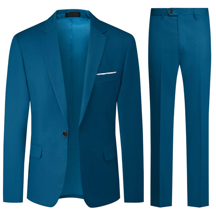 Allthemen Anzug Herren 2 Teilig Slim Fit Hochzeitanzug EIN Knopf Smoking Anzüge Sakko Hose S Blau, S