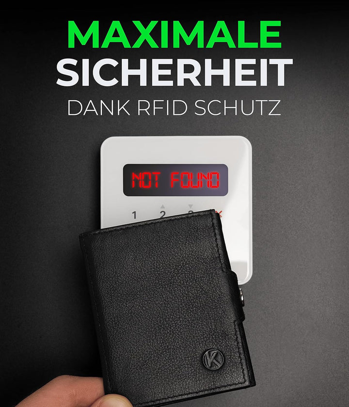 KORUTA® Slim Wallet mit Münzfach &amp; RFID Schutz - Kartenetui - Mini Geldbörse für Herren &amp; Damen - Kr