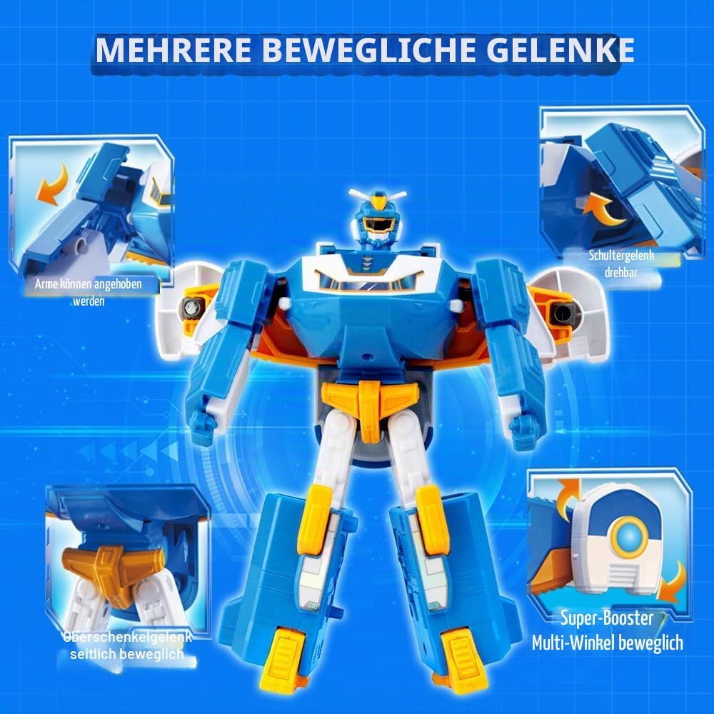 Super Wings 2-in-1 Mini World Aircraft Transforming Robot mit Licht- und Soundeffekten, Transformer-