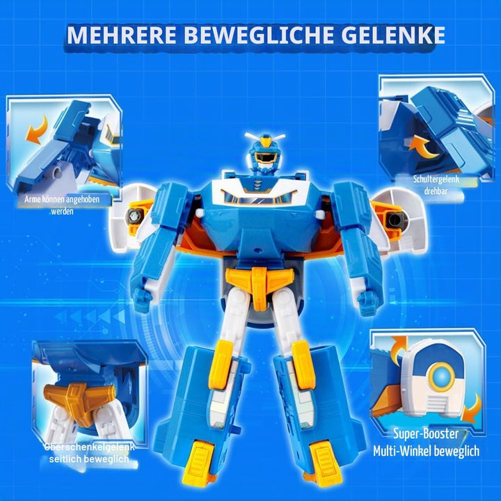 Super Wings 2-in-1 Mini World Aircraft Transforming Robot mit Licht- und Soundeffekten, Transformer-