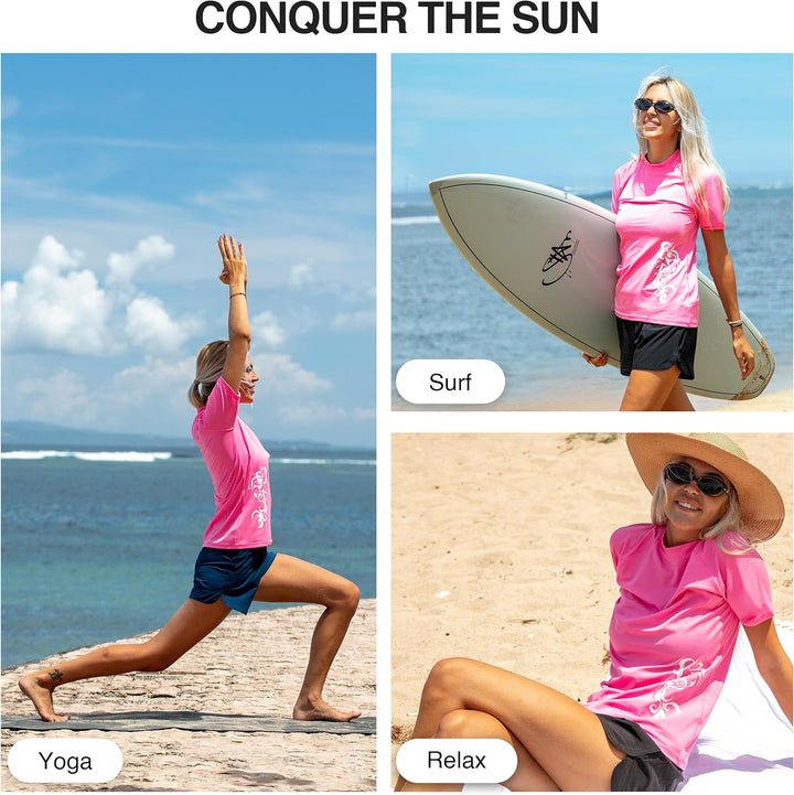 Kanu Surf Breeze Damen Rashguard & Workout Top mit LSF 50+, kurzärmelig S Breeze Pink, S Breeze Pink