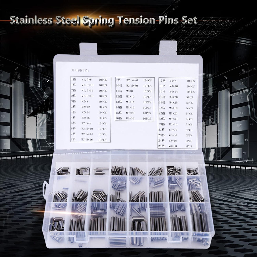 280pcs Spannstifte Federstift Hohlsplinte M1,5 M2 M2,5 M3 M4 M5 M6 M8 Edelstahl Feder Spannhülsen Se