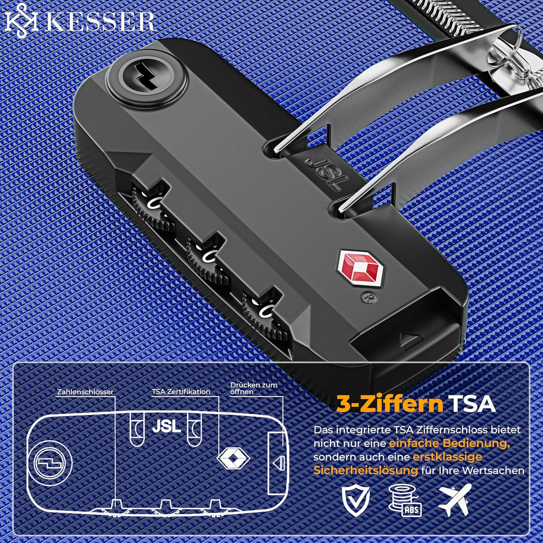 KESSER® Reisekoffer Set 4-teilig | Trolley Kofferset Stoffkoffer mit 3-Ziffern-TSA-Schloss, 360° Rol