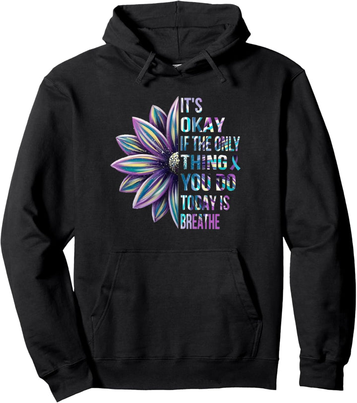 Suicide Prevention Awareness It's Okay Floral Ribbon Kids Pullover Hoodie