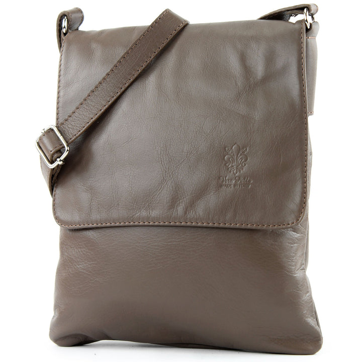 modamoda de - T33 - ital Umhängetasche Schultertasche aus Nappaleder Blassbraun, Blassbraun