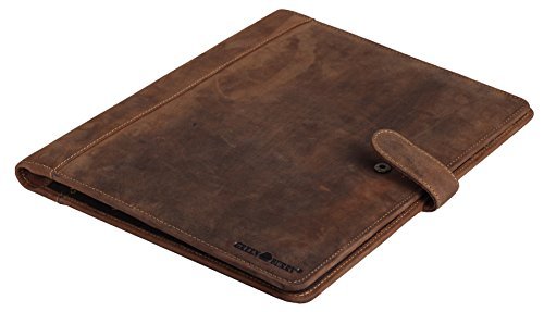 Greenburry Vintage Leder-Schreibmappe A4 - Dokumentenmappe verschliessbar - 33 x 26 x 2,5 cm