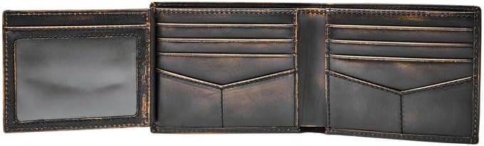 Fossil Herren Wade Leder Bifold Geldbörse 11,43 cm L x 1,905 cm B x 8,89 cm H Schwarz, Schwarz