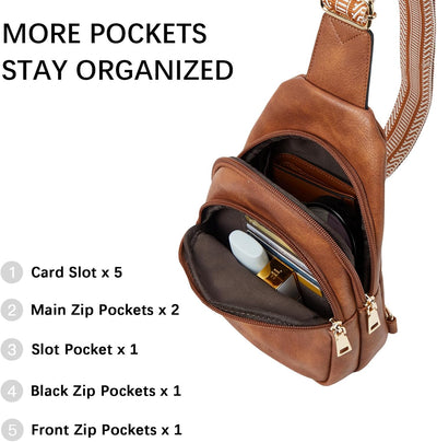 BOSTANTEN Brusttasche Damen Schulterrucksack Sling Bags Klein Umhängetasche Crossbody Bag PU Leder B