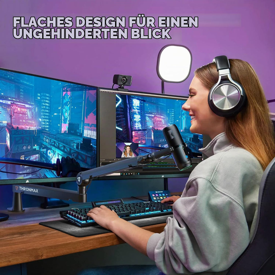 THRONMAX Twist S6 Mikrofonarm, Low-Profile-Mikrofonständer mit Kabelmanagement, Tischklemme, Vielsei