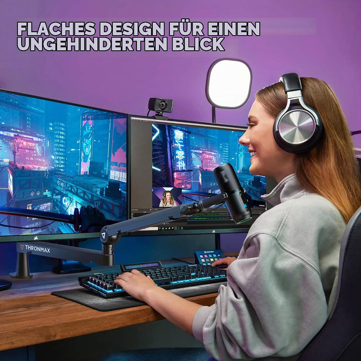 THRONMAX Twist S6 Mikrofonarm, Low-Profile-Mikrofonständer mit Kabelmanagement, Tischklemme, Vielsei