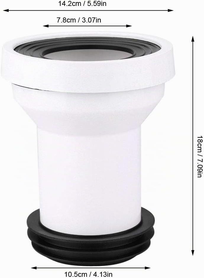 DEWIN WC Anschlussgarnitur, WC Anschlussrohr Kunststoff WC Kanalisation Abflussrohr Einbau Dichtung