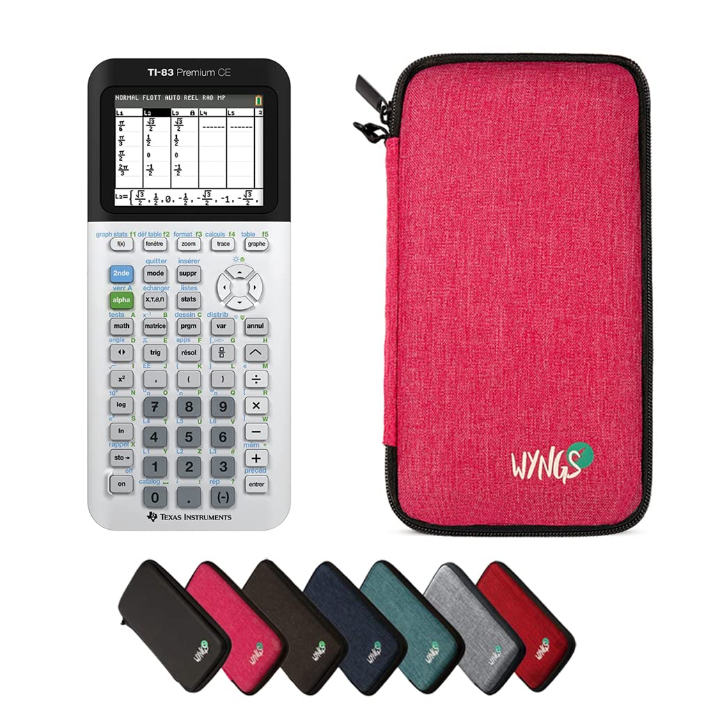 CALCUSO Sparpaket: TI-83Premium CE Grafikrechner + WYNGS Schutztasche pink + Erweiterte Garantie von