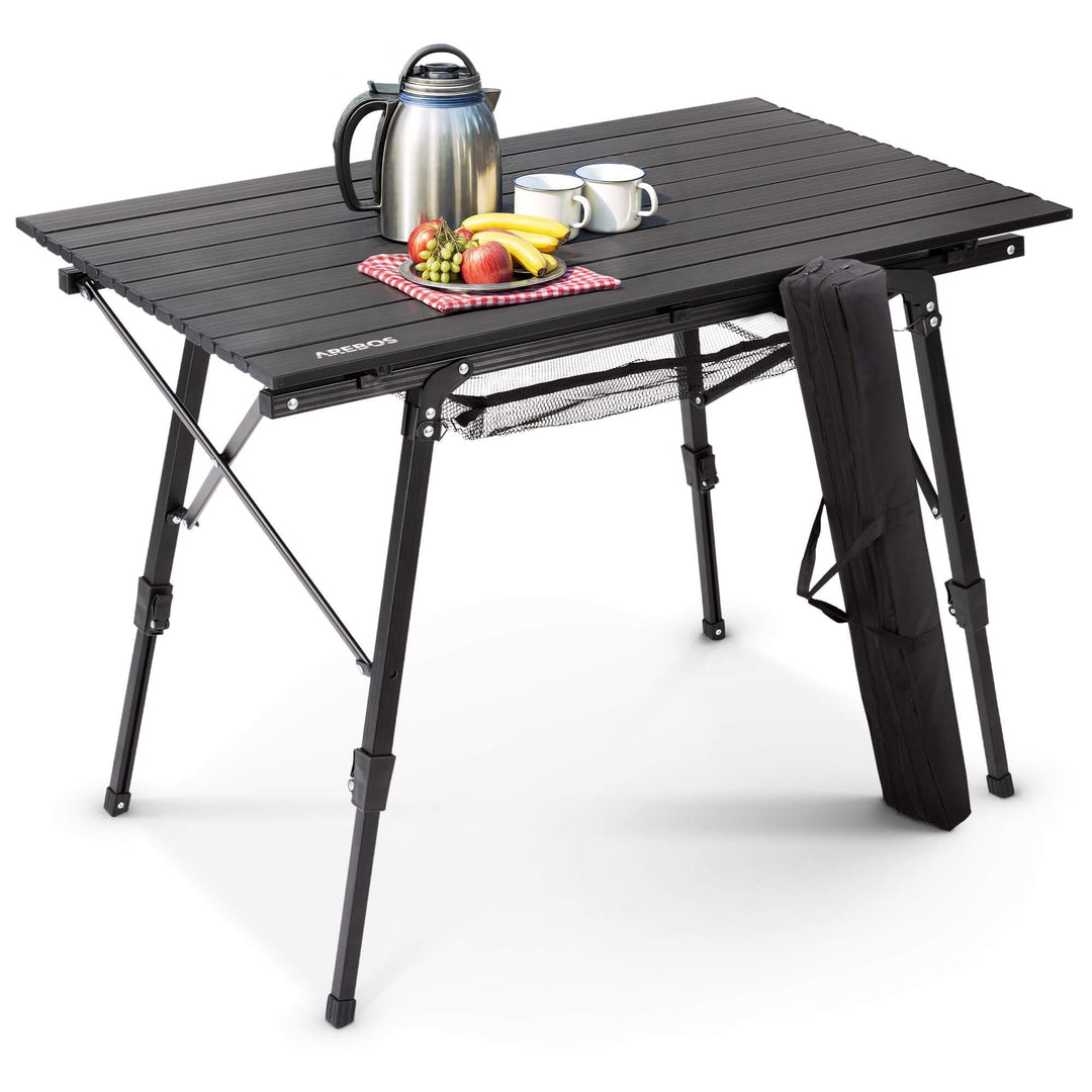 Arebos Campingtisch faltbar 90 x 51,5 cm | Klapptisch höhenverstellbar 47-69 cm | Camping Zubehör, G