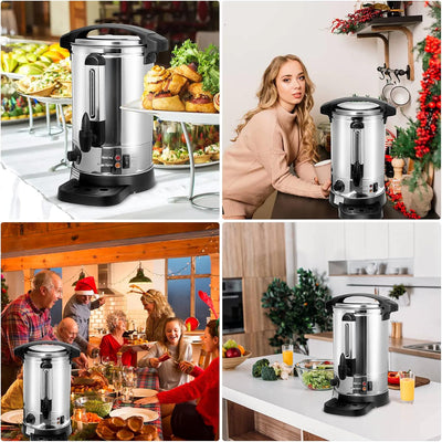 Cecaylie Glühweinkocher, 8L Glühweinkocher mit Zapfhahn Thermostat,1500W Glühweintopf Edelstahl mit