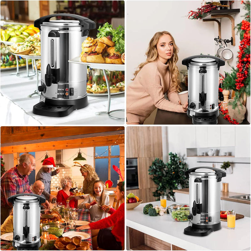 Cecaylie Glühweinkocher, 8L Glühweinkocher mit Zapfhahn Thermostat,1500W Glühweintopf Edelstahl mit