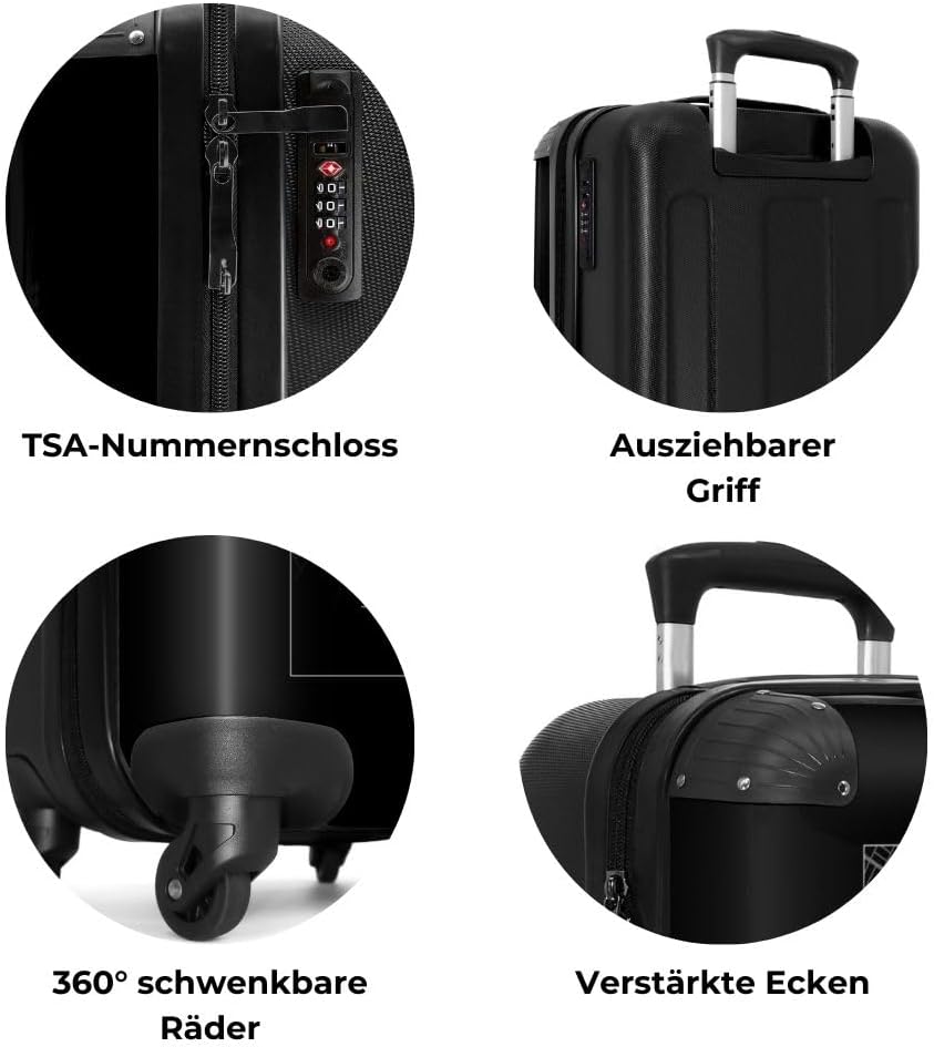 NoBoringSuitcases.com® Koffer Handgepäck Trolley Rollkoffer Kleine Reisekoffer mit 4 Rollen - Rennst